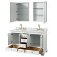 thumbnail image 2 of Wyndham Collection Deborah 60" Wood Double Bathroom Vanity in White/Brushed Gold, 2 of 3