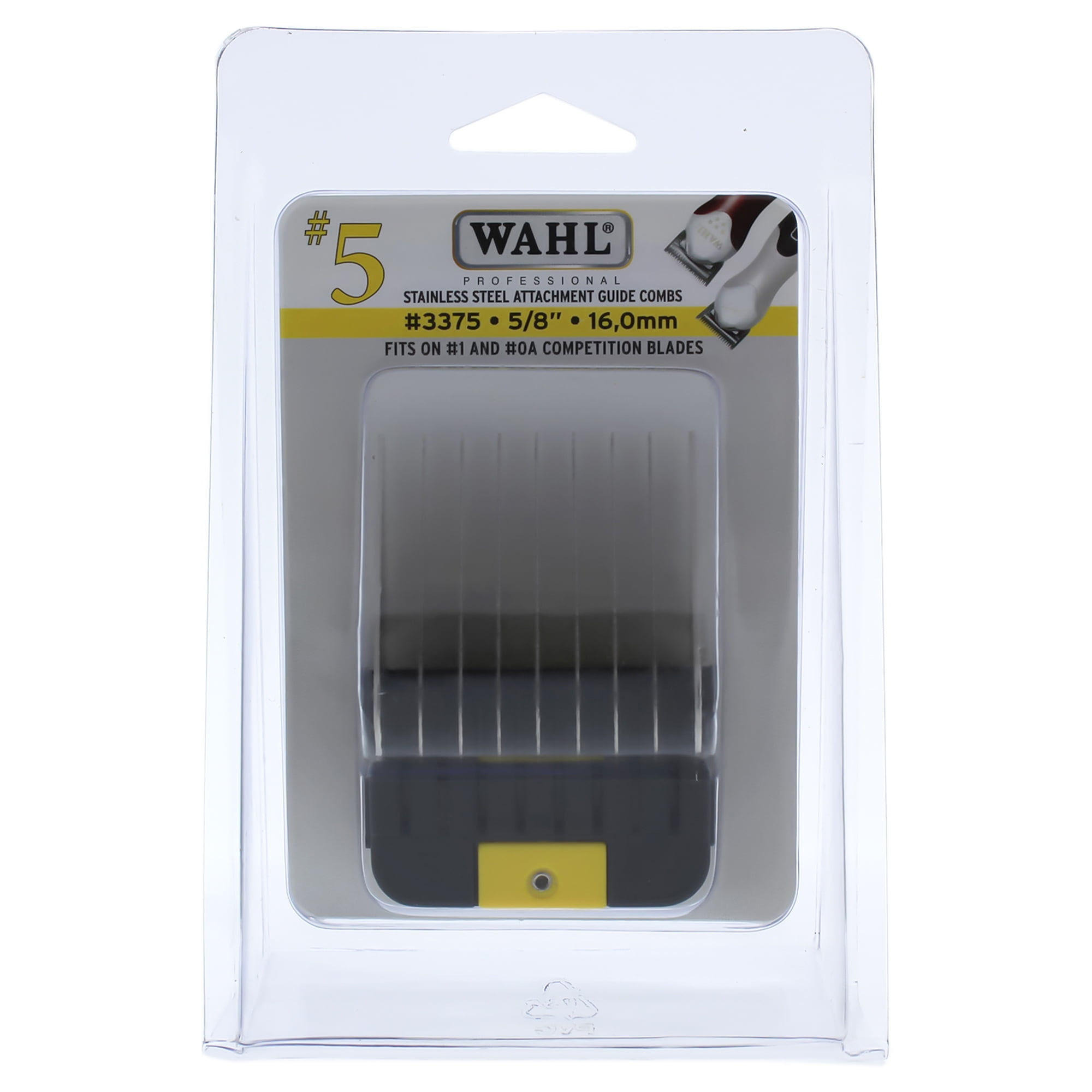 WAHL Professional Stainless Steel Attachment Comb - # 5 For Cuts 5/8 Black - 1 Pc Comb