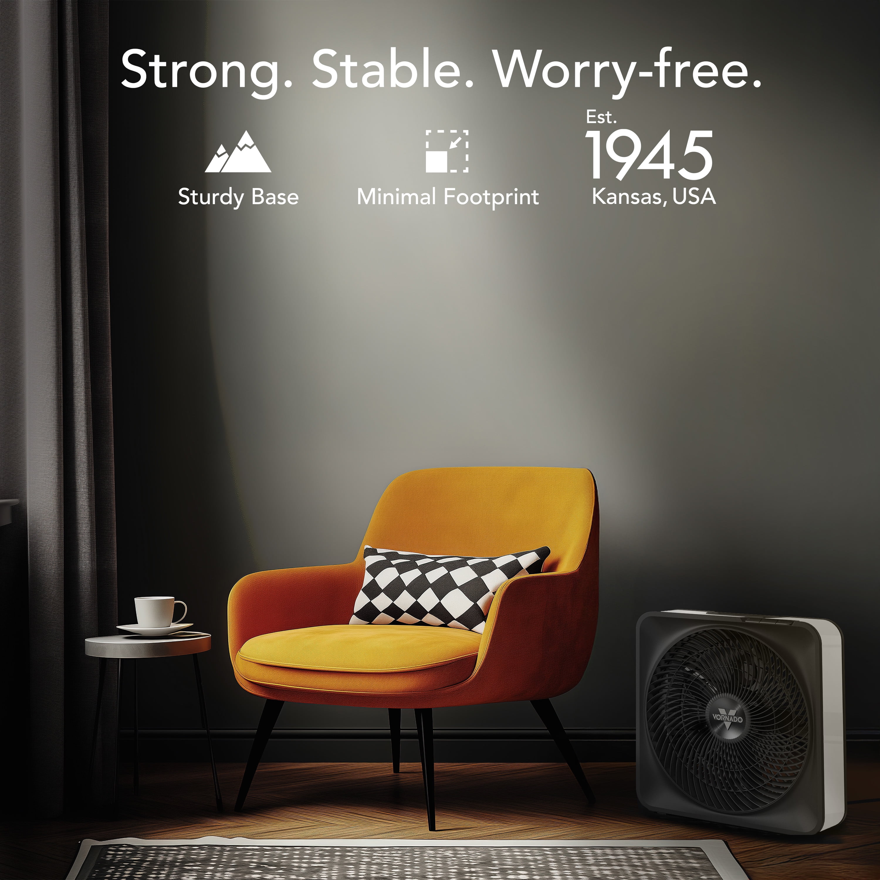 Vornado Model 80 High Velocity Box Fan, 5-Speed, Whole Room Air Circulation, Removable Grille, Quiet Operation, Ice White