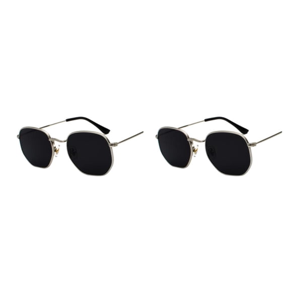 Gafas de sol cuadradas pequeñas Qarigey Unisex Moda Plata negro gris C1
