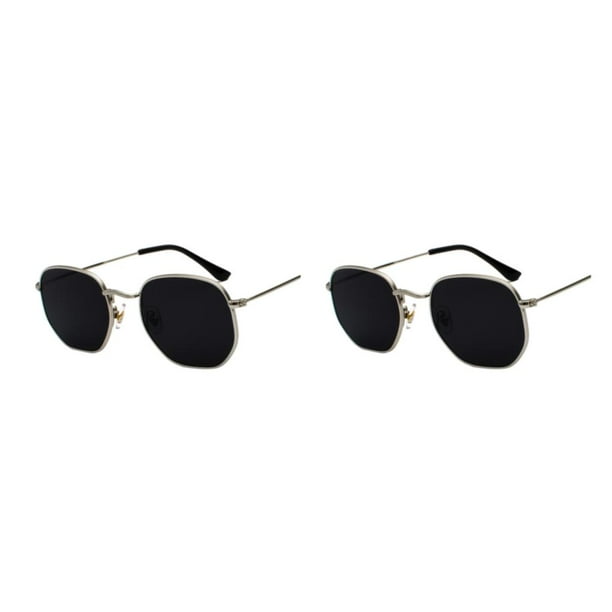 Qarigey Gafas de sol cuadradas pequeñas para hombres y mujeres Protección Materiales cómodos Gafas de sol polarizadas Plata negro gris C1 Plata negro gris C1 2Conjunto