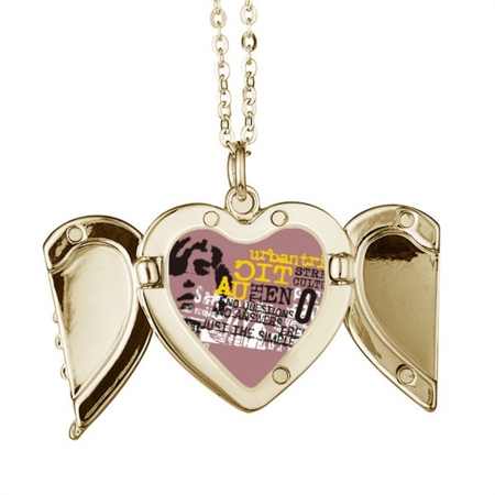 Graffiti Street Culture Urban Tribe Folded Wings Peach Heart Pendant Necklace