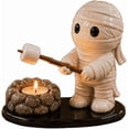 thumbnail image 2 of Halloween Campfire Tealight Holder, Cute Ghost Mummy Scarecrow Statue Candle Holders, Ghost Campfire Gathering for Indoor Halloween Decor, Cozy Fall Tabletop Accent (A1), 2 of 6