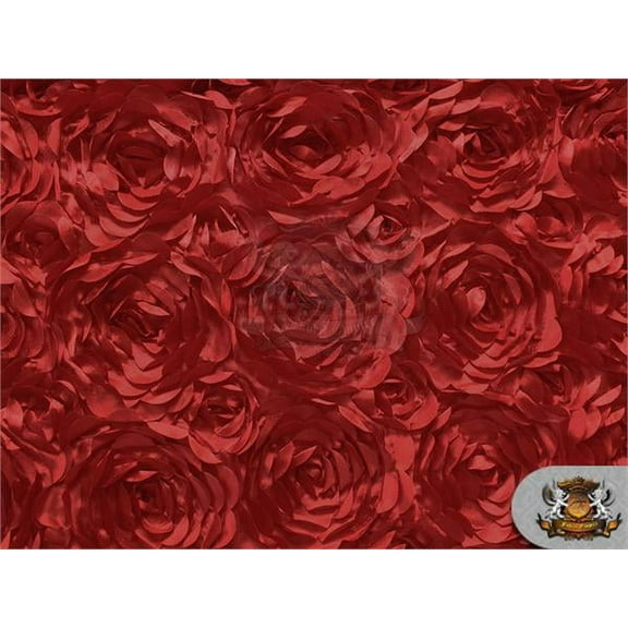 Satin Bridal Petal Rosette Floral Fabric Red / 52" Wide / Sold by the yard