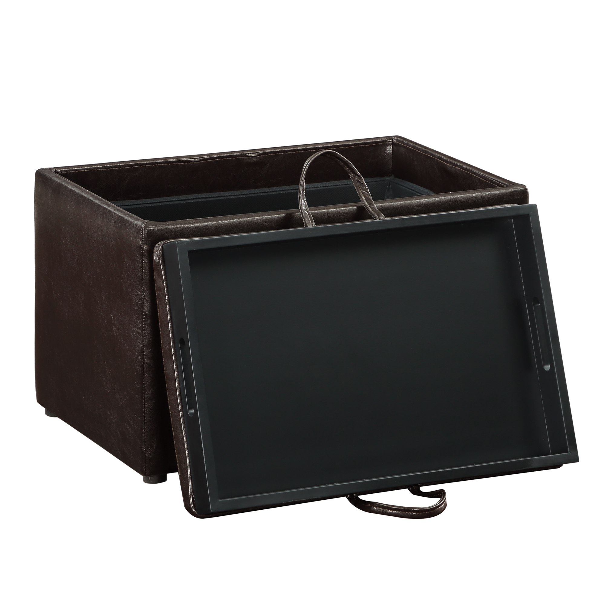 Convenience Concepts Designs4Comfort Accent Storage Ottoman with Reversible Tray, Espresso Faux Leather - image 3 of 8