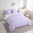 thumbnail image 2 of Manfei Kawaii Cartoon Stars 7-Piece King Bedding,Sprinkle Print King Bed in a Bag,Lavender Purple,Colorful Stars Reversible, 2 of 7