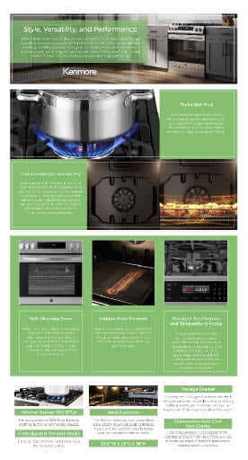 Kenmore 5.6 cu. ft. Front-Control 5 Burner True Convection Gas Range (240V) with Oven, Large Window, Three Oven Racks, Dishwasher Safe Cast Iron Grates