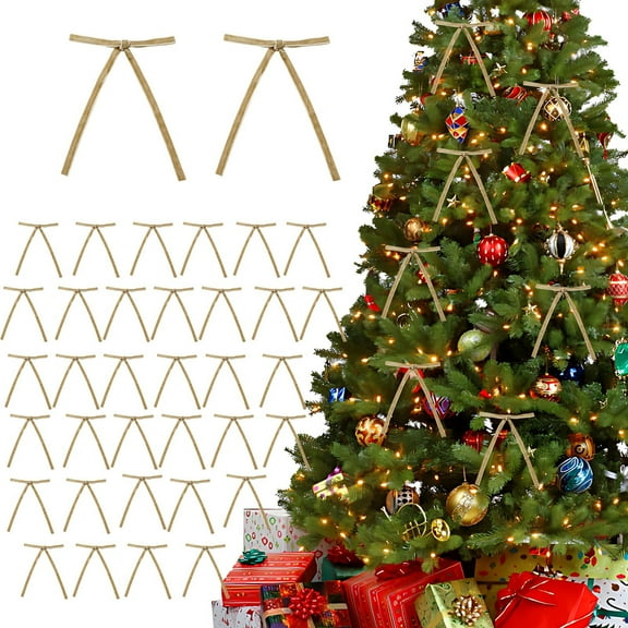 36 Pcs Velvet Christmas Tree Bow Ornaments – Luxury Red Bow Tie Decorations for Tree, Wreath, Gift Boxes & Holiday Decor