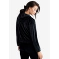 thumbnail image 3 of ellos Women's Plus Size Velour Hooded Sweatshirt - 34/36, Black, 3 of 5