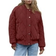 thumbnail image 6 of ZQUUVOU Women's Fall Quilted Jackets Crew Neck Lightweight Padded Jacket Casual Loose Snap Front Outerwear with Pockets Red, 6 of 9