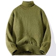 thumbnail image 2 of YLSDY Men Cable Knit Sweater Casual Oversized Turtleneck Long Sleeve Pullover Sweater Stylish Warm Knitwear Jumper Top Army Green XXXL, 2 of 5