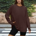 thumbnail image 2 of HAiming Oversized T Shirts for Women Thumb Hole Long Sleeve Workout Tops Crewneck Tee Clothes Fall Trendy Clothing Brown L, 2 of 3