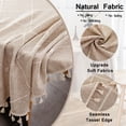 thumbnail image 3 of ICEANT 24 inch Linen Textured Tablecloth with Tassel, Round Grid Pattern Waterproof Wrinkle Free End Bedside Table Cover, Spill-Proof Table Cloth For Dining Room & Living Room, Coffee, 3 of 6