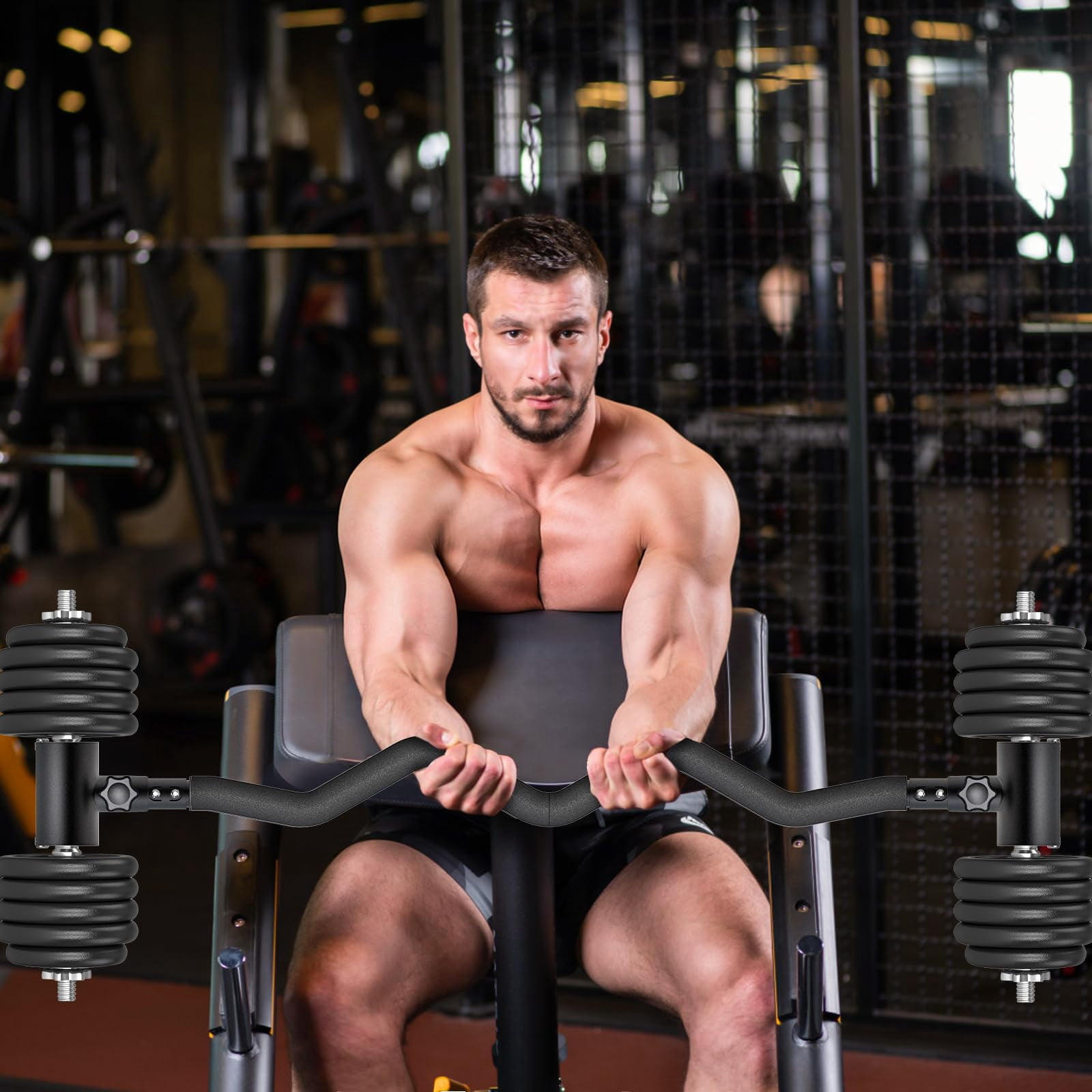 Adjustable Dumbbell To Barbell Converter - Ez Curling Bar Adapter Versatile Weightlifting Equipment For Home Gym