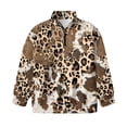 thumbnail image 4 of Uorisanigo Girls Half Zip Sweatshirt Fall Fashion Outfits Clothes Brown Cow Leopard Print Long Sleeve Athletic Tops Drop Shoulder Pullover Jackets Shirts Top for Sports and Daily Wear, 4 of 7