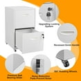 thumbnail image 4 of 2 Drawer Mobile File Cabinet with Lock, Metal Filing Cabinets with Wheels, White Rolling Storage Cabinet, Under Desk Vertical File Cabinet for Home Office, Lockable Steel Two Drawer for Letter Size, 4 of 8