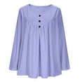 thumbnail image 5 of Lenpel Women's Plus Size Tops Long Sleeve V Neck Pleated Textured T Shirts Loose Tunic Tees Dressy Casual Blouses(Purple,X-Large), 5 of 7
