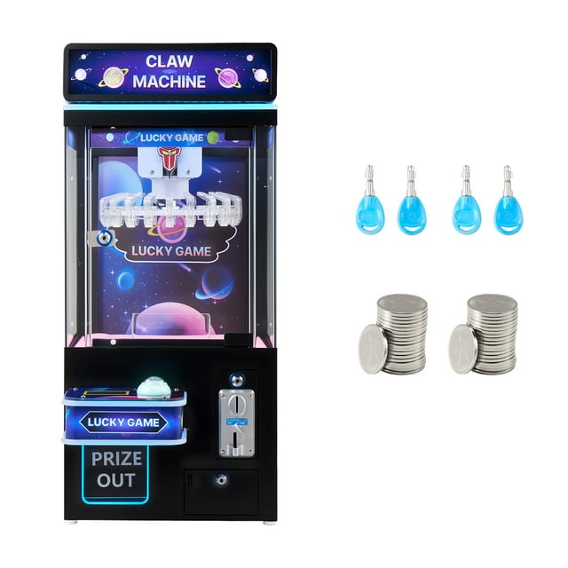 KFFKFF Machine à Grues à Griffes, Machine de Jeu d'Arcade de Taille Moyenne avec Lumière et Son, Difficulté Réglable, Jouet Précis Attrape-Bonbons Distributeur de Prix Distributeur Automatique, Noir Violet