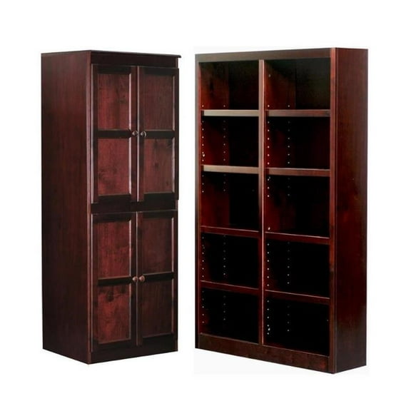 Home Square 2-Piece Set with Storage Cabinet 72" Tall 10-Shelf Double Bookcase