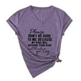 thumbnail image 5 of Bovemsi Funny Shirt Women Please Don'T Be Rude To Me Graphic V Neck T Shirt Sarcastic Short Sleeve Tee Humor Mom Summer Tops, Purple Women's Summer Short Sleeve T-Shirts, 3XL, 5 of 8