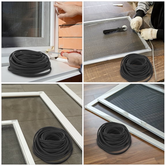 Hemobllo Home Window Screen Repair Kit with Black Rubber Spline for Aluminum and Plastic Frames