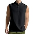 thumbnail image 1 of Camiseta de tirantes de cuello redondo de verano para hombre, semiabierta, sin mangas, informal, de color liso, sin mangas, con solapa y cuello de jardín., 1 of 8