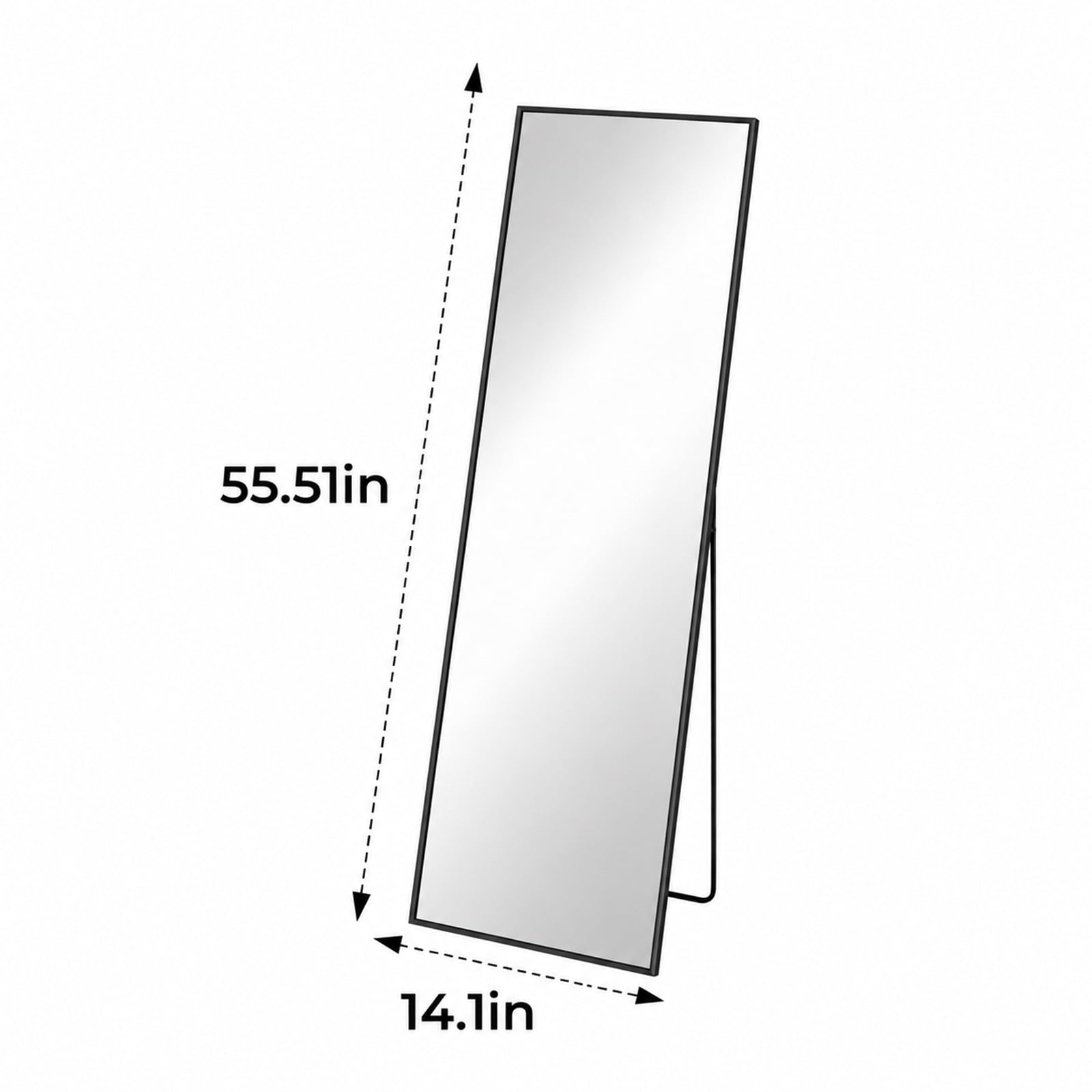 Alvantor 56"x15" Mirror Full Length Full Body Mirror with Stand, Shatterproof Tempered Glass, Modern Aluminum Alloy Frame, Free Standing or Leaning for Home Decor