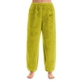 thumbnail image 2 of Womens Fleece Pajama Pants, Winter Warm Flannel Fuzzy Lounge Bottoms Long Soft Plush Fluffy Pj Pants with Pockets Yellow XXL, 2 of 5