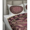 thumbnail image 4 of Ambesonne Ethnic Fitted & Top Sheet Set with Shams, Red Mandala Pattern, Magenta and Yellow, 4 of 5
