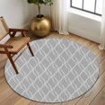 thumbnail image 2 of Round Rugs 5Ft, Grey White Stripes Round Area Rug Washable Indoor Throw Carpet, Simple Geometric Modern Monochrome Soft Non Slip Circle Rug for Cabinet Bathroom Home Decor Aesthetic, 2 of 8