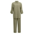 thumbnail image 3 of HJYCHN Women's Casual Pants Suit Set 2 Piece Trousers Outfit with Shirt for Daily Wear Outfits Green M, 3 of 7