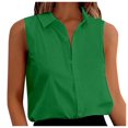 thumbnail image 1 of Blusa sin mangas con botones de gasa para mujer: cuello en V holgado, color liso, para el trabajo/casual, tallas S-XXL, 1 of 6