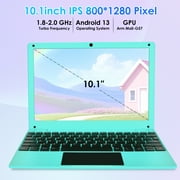 10.1 inch Android 13.0 Laptop Computer, Portable Mini laptop with Octa Core Allwinner A523 CPU 4GB RAM 128GB EMMC HD IPS Screen for Kids Learning and Entertainment