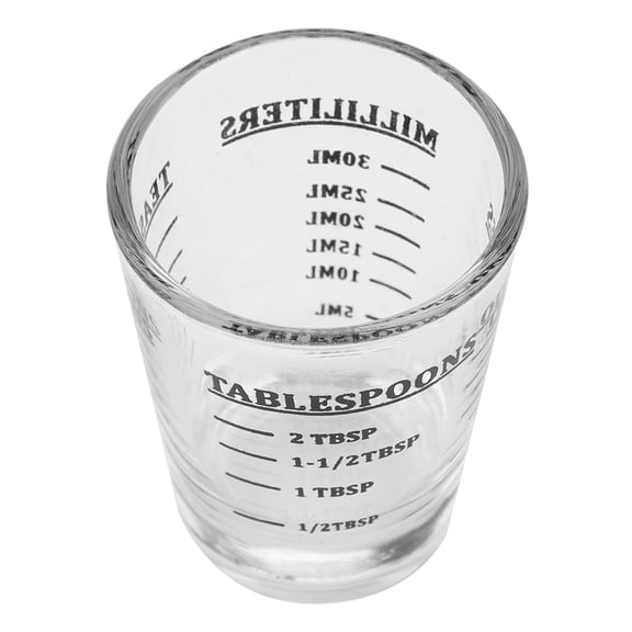 Crtynell Measuring Glass Cup,Glass Measuring Cup,Small Glass Measuring Cup Oz / Ml / Teaspoon / Tablespoon 4 Scales 1ounce 30ml Kitchen Tool