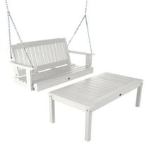 Highwood 4ft Lehigh Porch Swing with 1 Coffee Table - Outdoor, Eco-friendly, Synthetic Wood