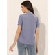 thumbnail image 4 of Blusa De Gasa Con Cuello Peter Pan Y Manga Corta Con Lunares Para Mujer Morado Claro M, 4 of 6