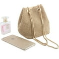 thumbnail image 4 of Miangastore Polyester Bucket Bag Single Shoulder Rhinestone Handbag for Women Ladies Girls Golden, 4 of 9
