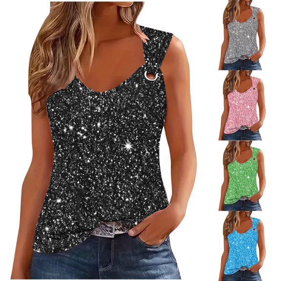 YHAJDS Women's Printed Camisole Round Neck Sleeveless Summer Tank Top Beach Vacation
