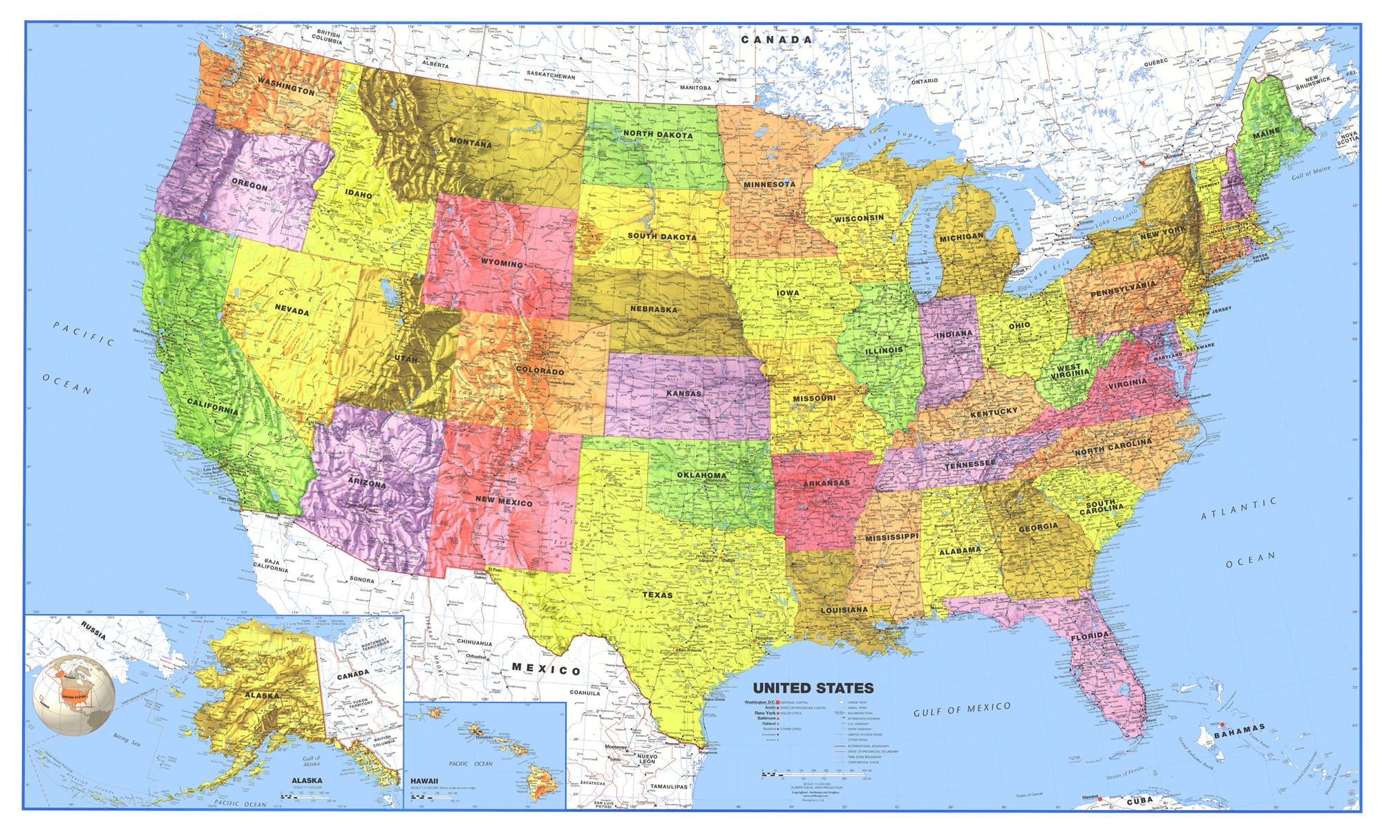 Wall Map Of United States Of America Image To U