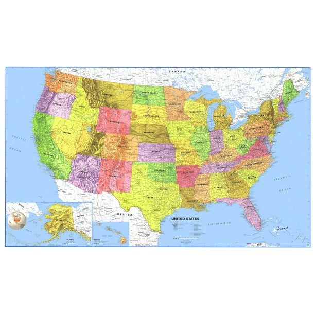 48x78 United States Classic Premier Laminated Wall Map Poster Walmart
