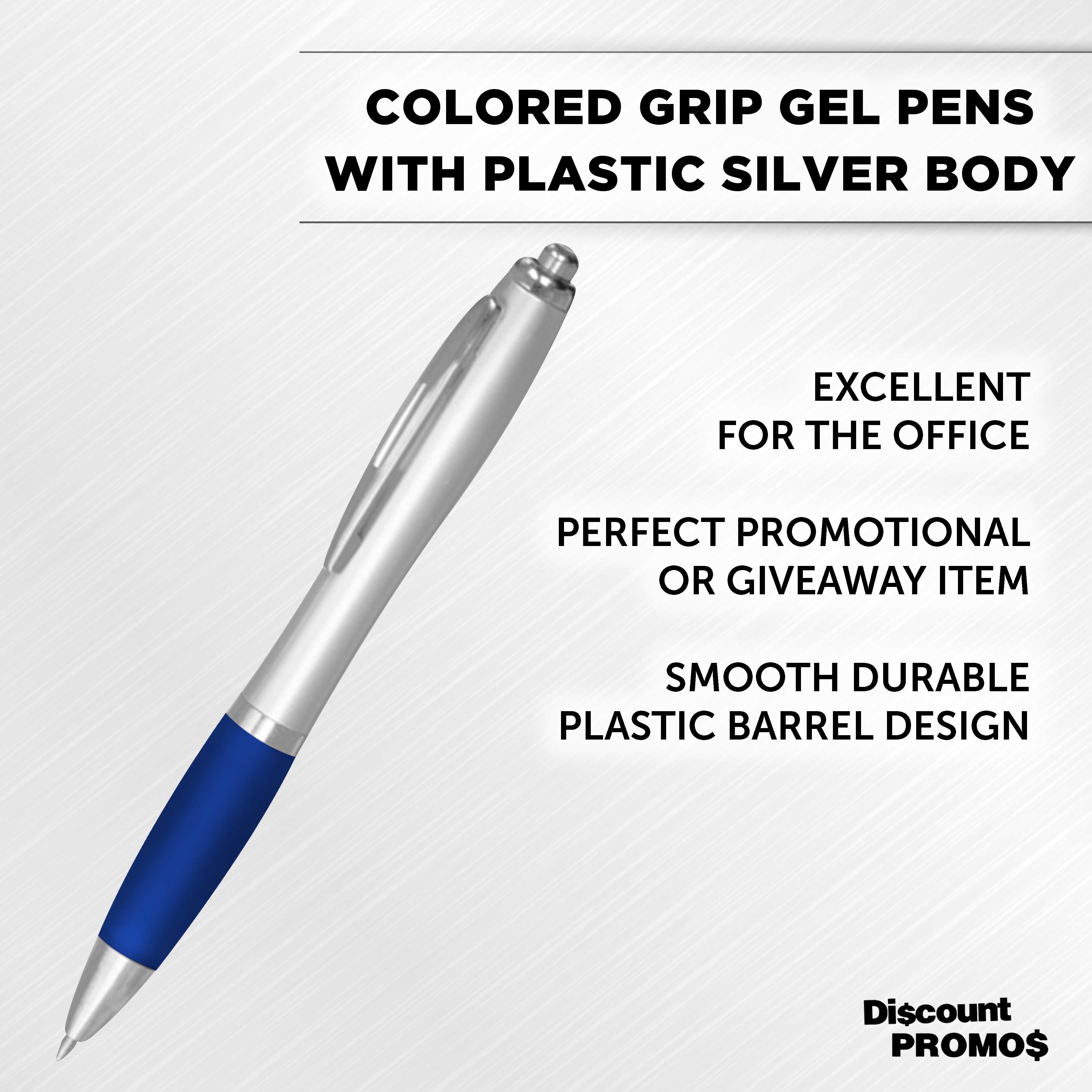 Colored Grip Gel Pens - 10 pack - Customizable Text, Logo - BlueBI