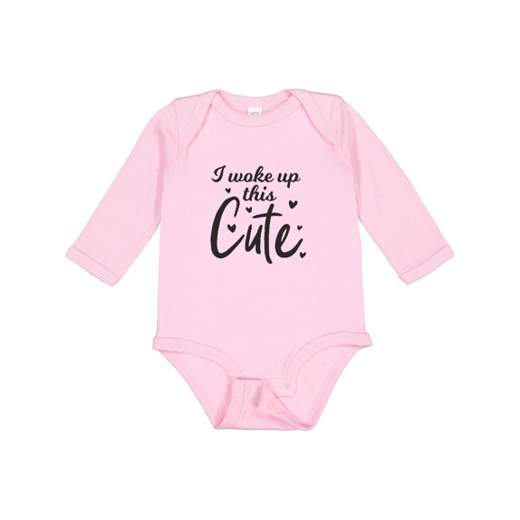 Inktastic I Woke Up This Cute Boys or Girls Long Sleeve Baby Bodysuit