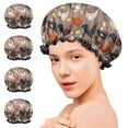 thumbnail image 7 of Shower Caps,Brown Chicken Chick Egg Pattern Waterproof Shower Cap for Women 4 Pieces,Double Reusable Hair Cover for Shower PEVA Elastic Stretch Hem, 7 of 7