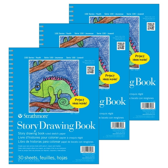 Strathmore 100 Series Story Drawing Pad, 30 Sheet, 8.5x11 inch, Pack of 3