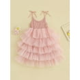 thumbnail image 2 of Bagilaanoe Little Girl Cake Dress Summer Sleeveless A-line Princess Dresses 2T 3T 4T 5T 6T 7T Kid Lace Tulle Patchwork Skirt, 2 of 8