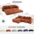 thumbnail image 2 of 110.75" Modular L-Shaped Cloud Sofa, Orange Corduroy Fabric Sectional Couch for Living Room, with Movable Ottoman, Cup Holders & Side Pocket, Includes 8 Throw Pillows, Unfolds into Bed, 2 of 9