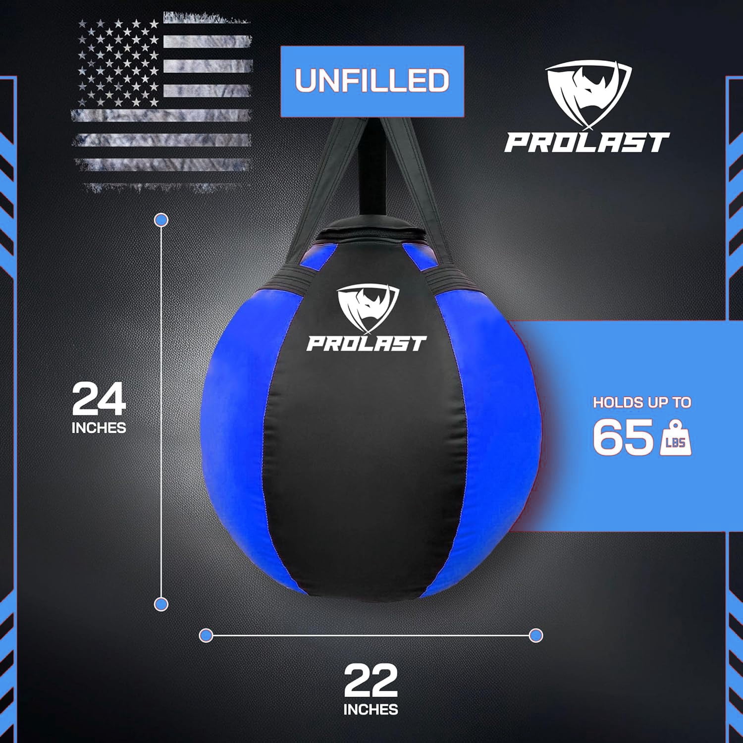 PROLAST Heavy Boxing Punching Bag, Black & Blue