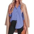 thumbnail image 5 of Fantaslook Striped Button Down Shirts for Women Classic Long Sleeve Collared Office Work Blouses Tops, 5 of 10