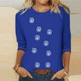 thumbnail image 2 of Jewelreauty 3/4 Sleeve Tunic Tops for Women Cute Floral Print Crewneck Basic Tees Casual Loose Summer Clothes (L, Blue), 2 of 4