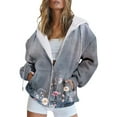 thumbnail image 2 of Baqcunre Hoodies For Women Autumn And Winter Warm Colorful Retro Flower Print Pocket Drawstring Hooded Jacket Zipper Ladies Hooded Sweatshirt Womens Jacket Womens Fall Tops AS XL, 2 of 4